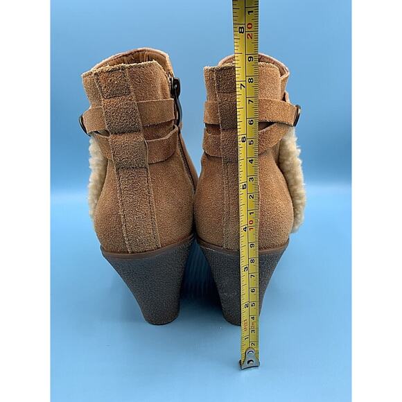 BJORNDAL AMY Brown Zip Up Wedges Ankle Boots Booties Women's Size 10 - Picture 8 of 9